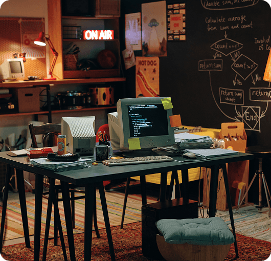 A modern office environment where a team is scaling their startup.